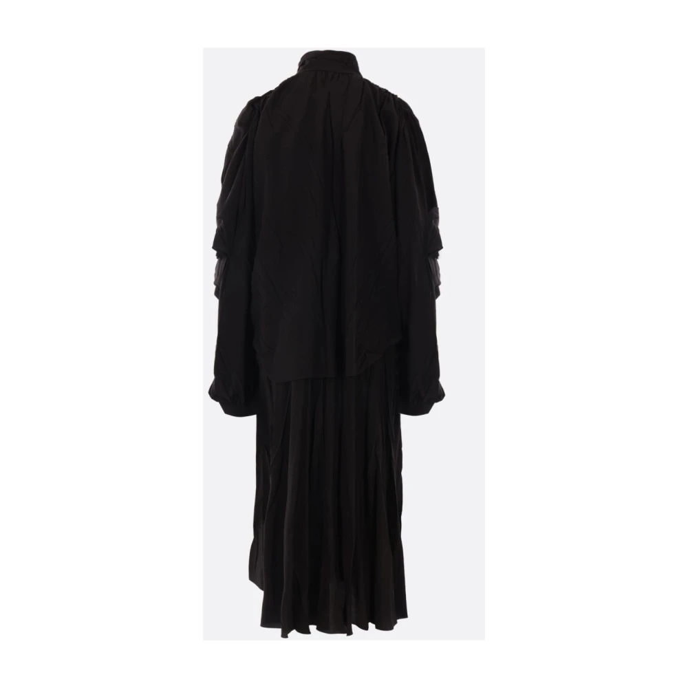 Balenciaga Zwarte zijden midi-jurk met sjaalkraag Black Dames