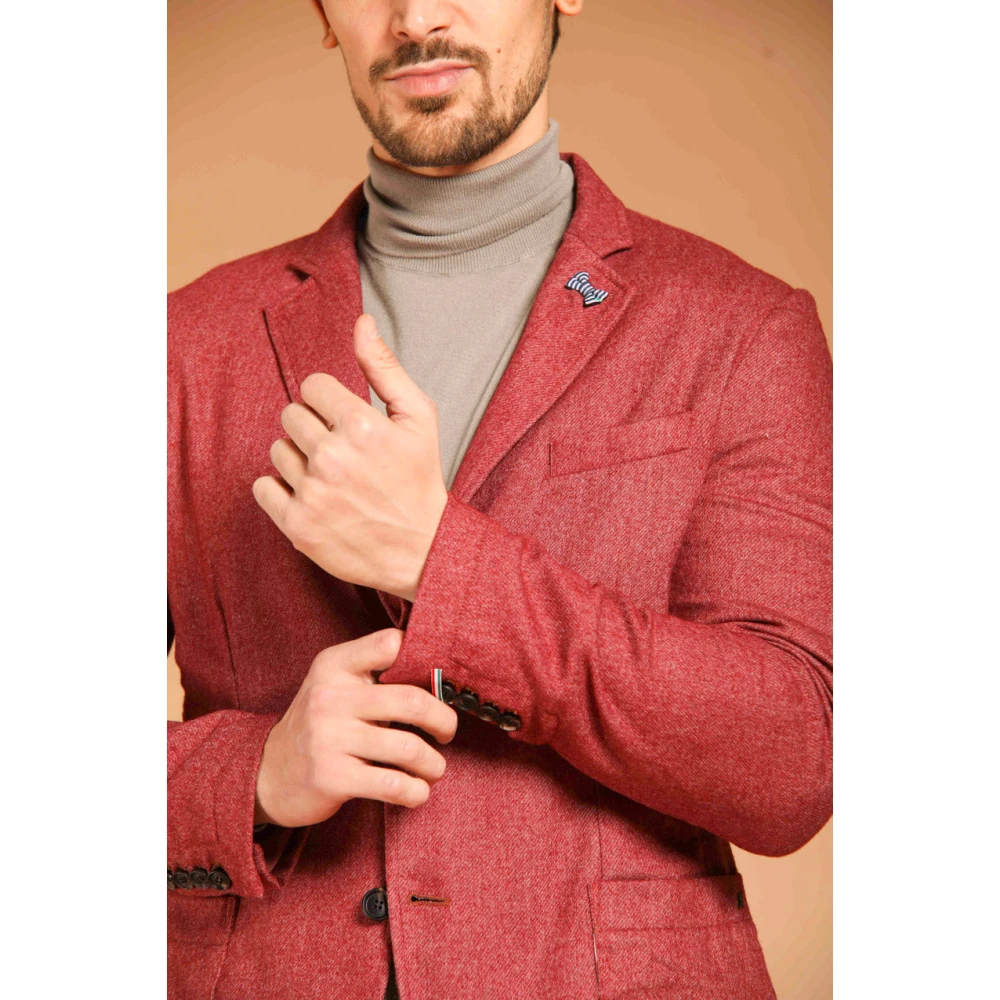 Mason's Rode Wollen Blend Flanellen Blazer Red Heren