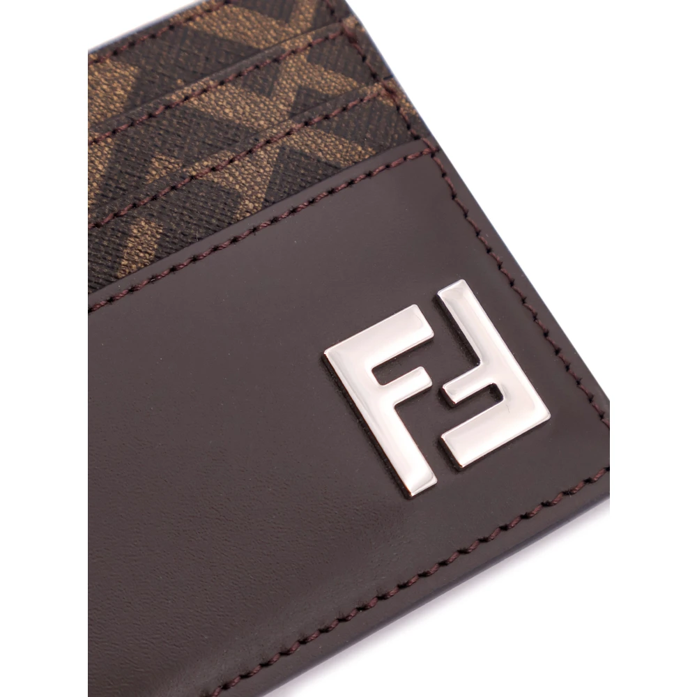 Fendi Stijlvolle Kaarthouder met Meerdere Compartimenten Brown Heren