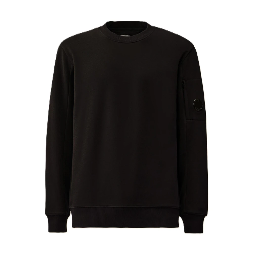C.P. Company Zwarte Diagonaal Verhoogde Fleece Sweatshirt Black Heren