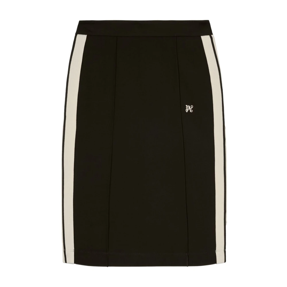 Palm Angels Monogram Print Rok met Zijstreep Black Dames