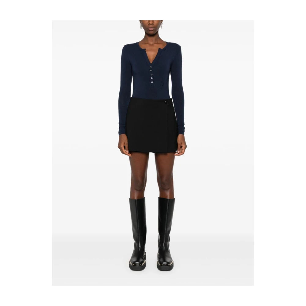 pinko Blauwe Trui met V-hals en Geborduurd Logo Blue Dames