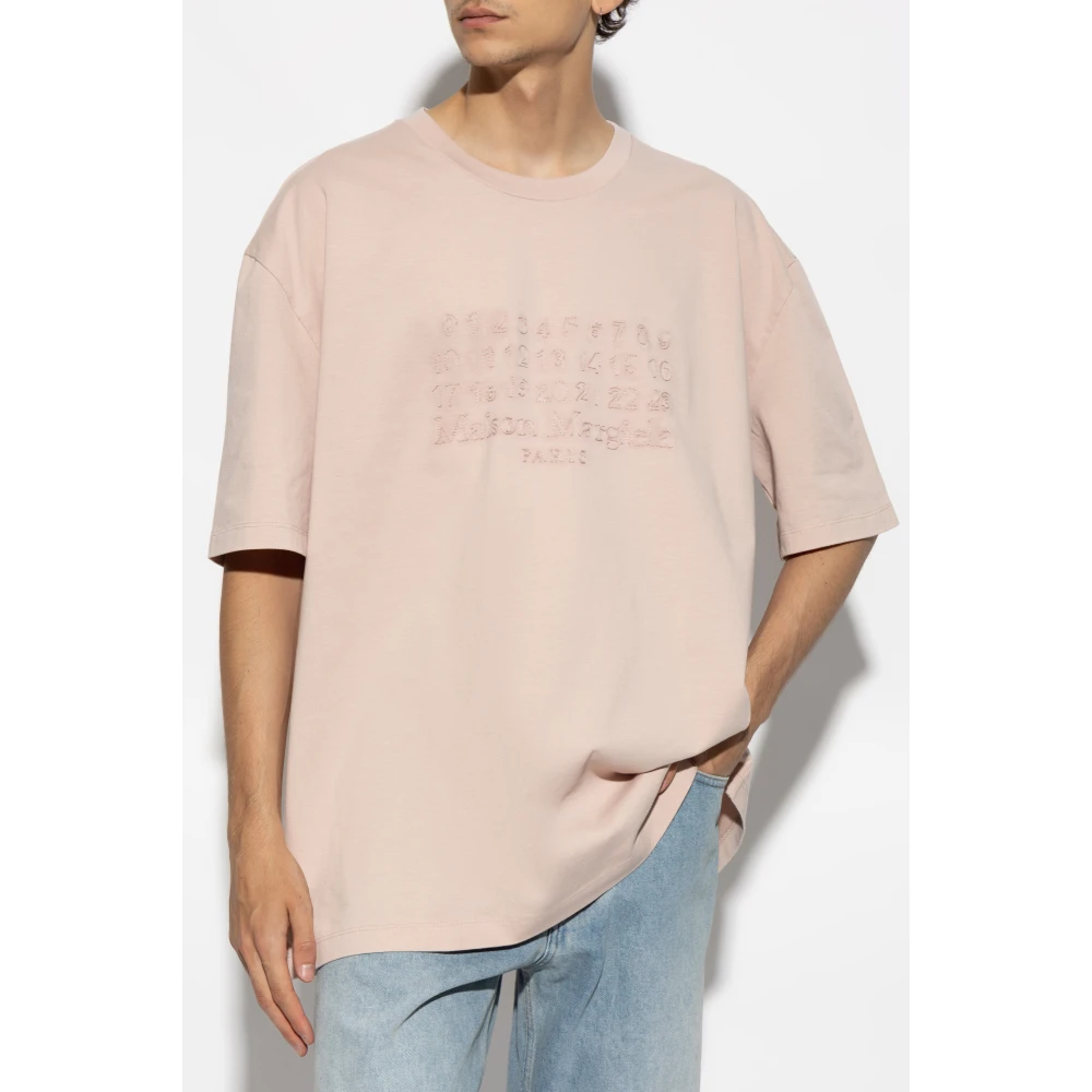 Maison Margiela Logo T-shirt Pink Heren