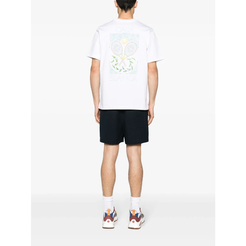 Casablanca Wit Logo Print Crewneck T-shirts White Heren