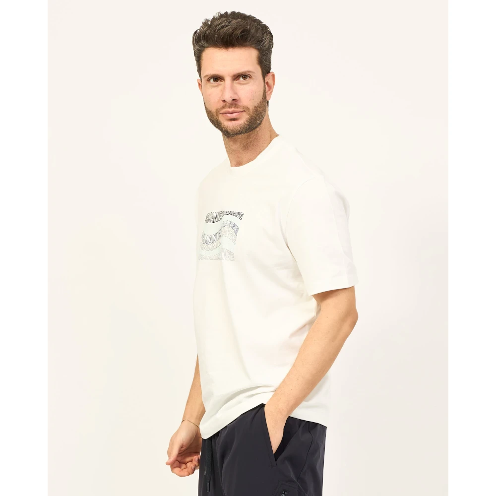 Armani Exchange Golfprint Katoenen T-shirt White Heren