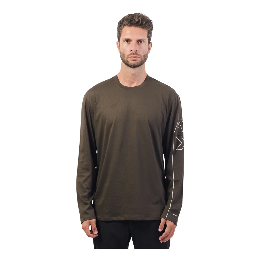 Armani Exchange Men's Green Long Sleeve T-Shirts, S, Long Sleeve Cotton T-Shirt