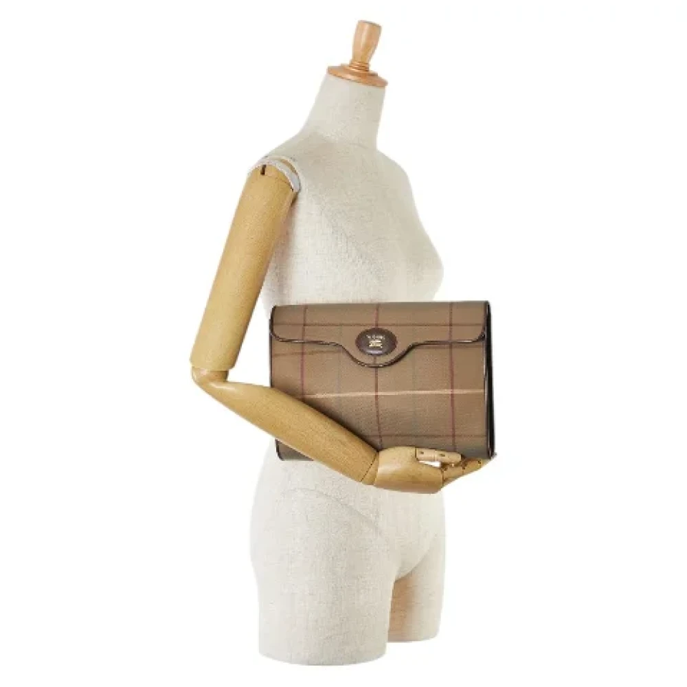 Burberry Vintage Pre-owned Canvas clutches Beige Dames
