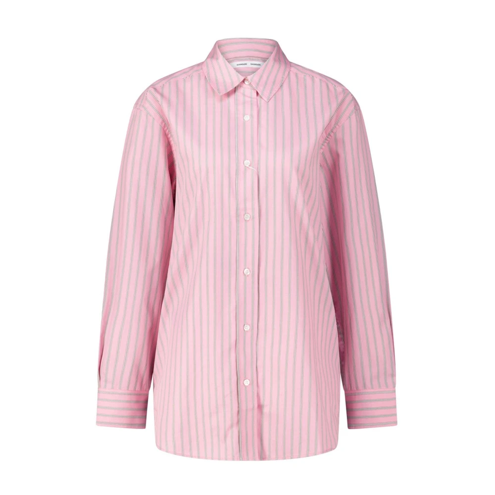 Samsøe Gestreepte Katoenen Overhemdblouse Pink Dames