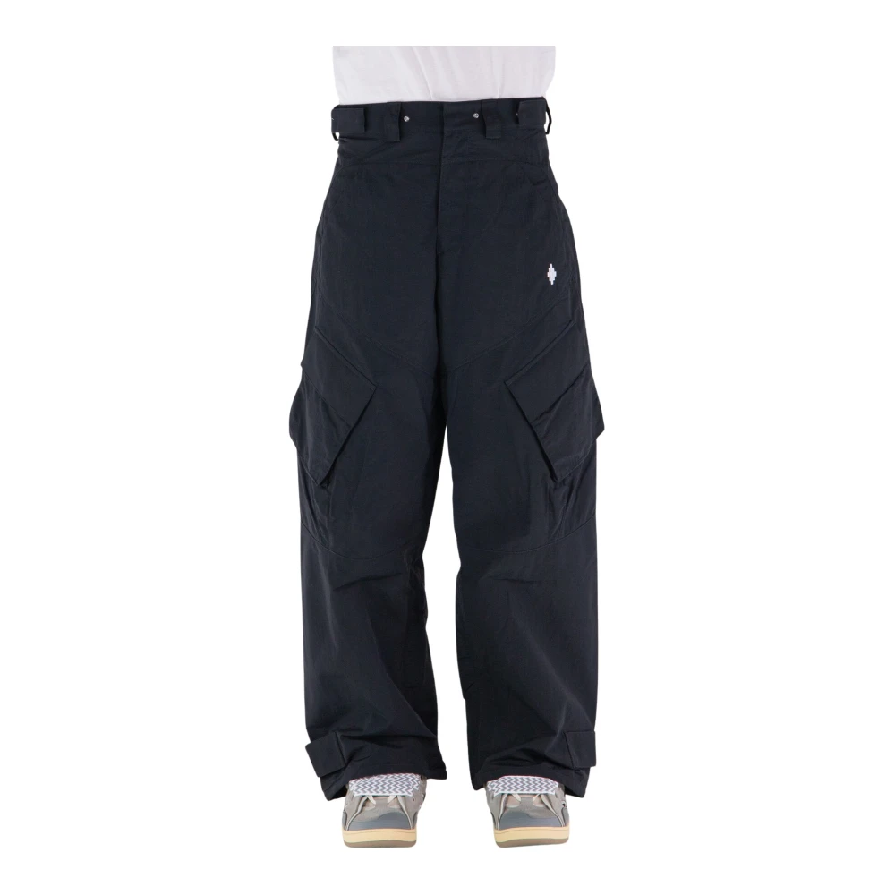Marcelo Burlon Men's Black Cargo Cross Wide Trousers