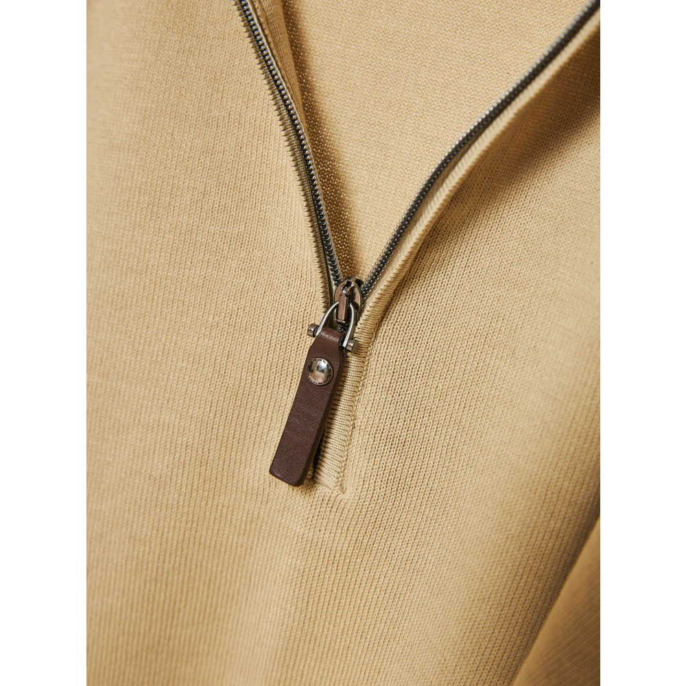Canali Ritssluiting Polo Shirt in Katoen Beige Heren