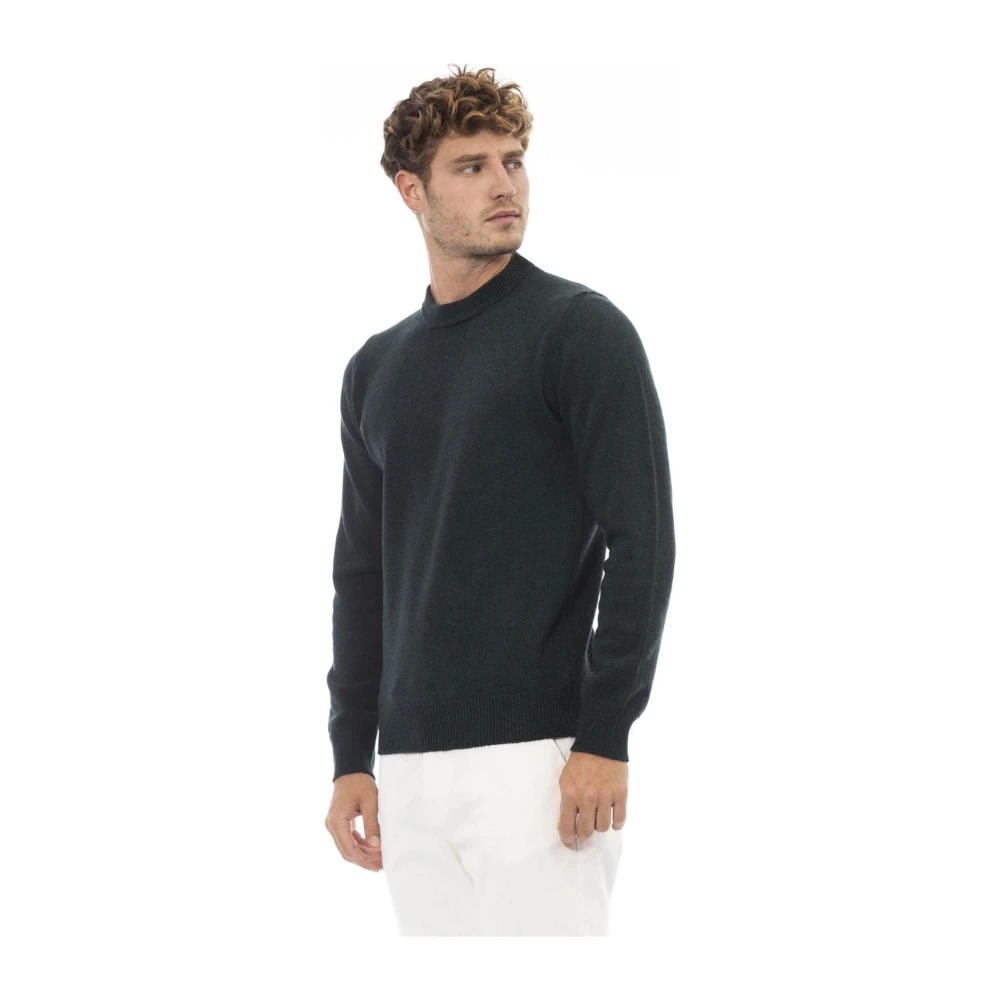 Alpha Studio Elegant Crew Neck Sweater Green Heren