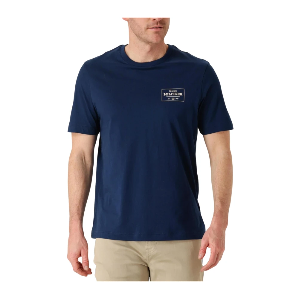 Tommy Hilfiger Heren Monotype Printed Label Tee Blue Heren