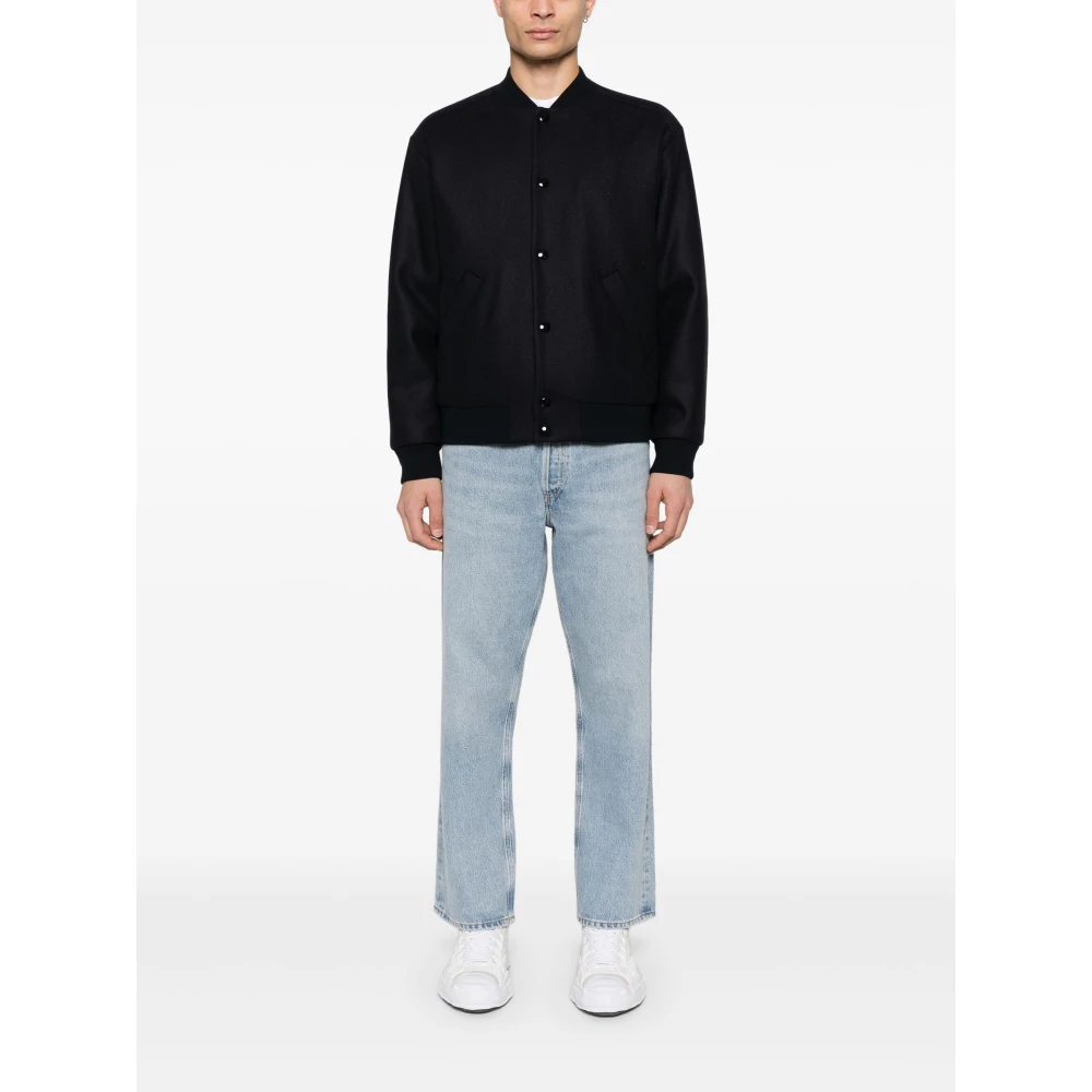 A.p.c. Blauwe Chenille Patch Jassen met Drukknoopsluiting Blue Heren