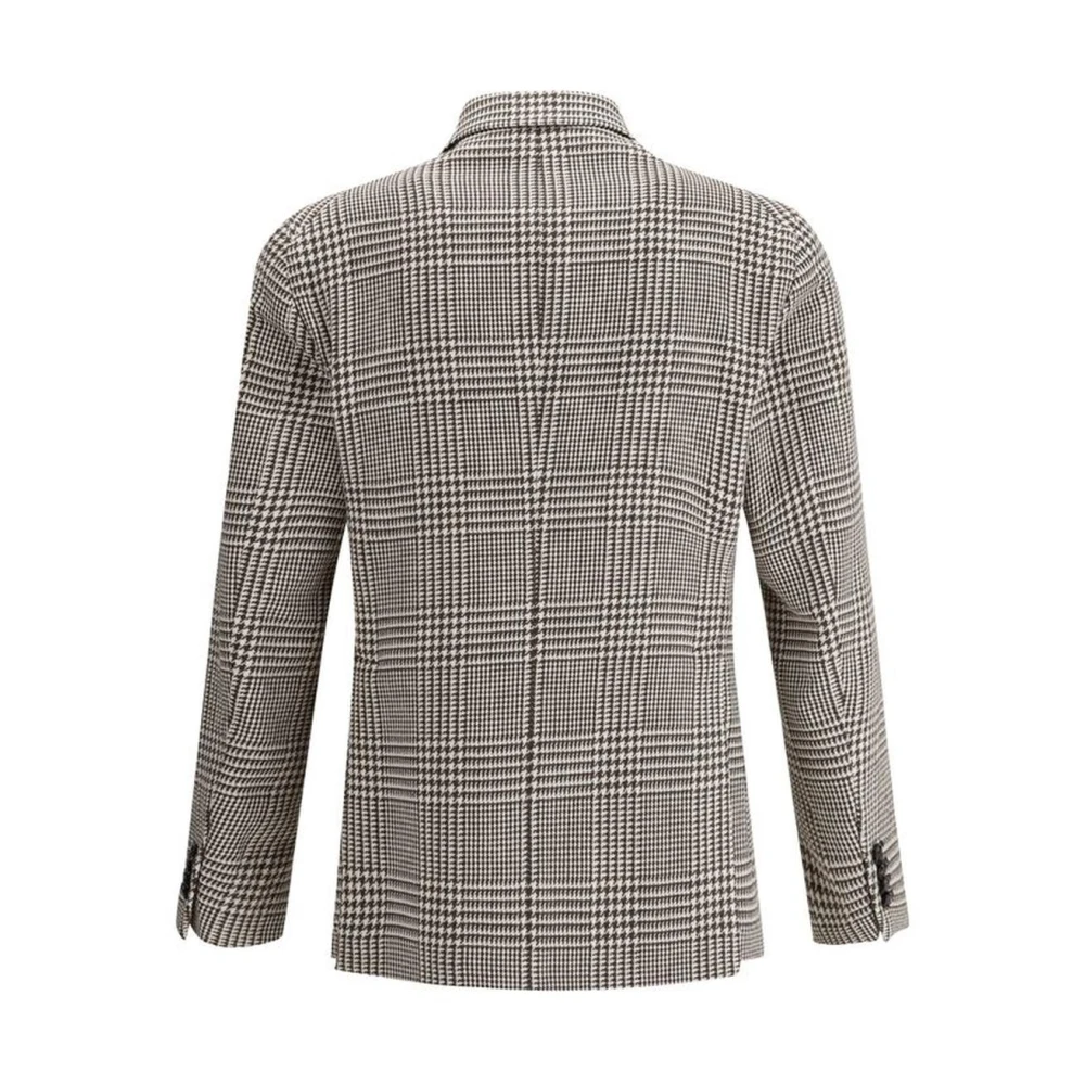 Tagliatore Montecarlo Houndstooth Double-Breasted jas met piek revers Brown Heren