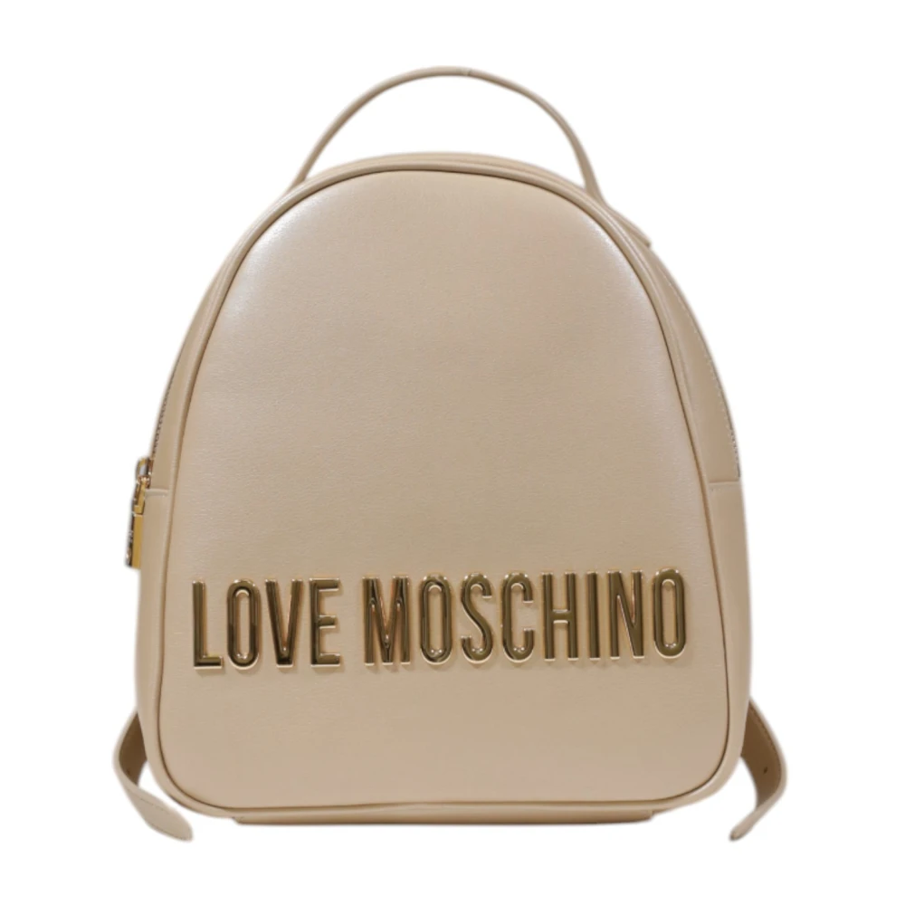 Love Moschino Gouden Rucksack met Effen Patroon Beige Dames