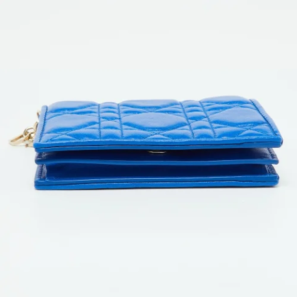 Dior Vintage Pre-owned Leather wallets Blue Dames