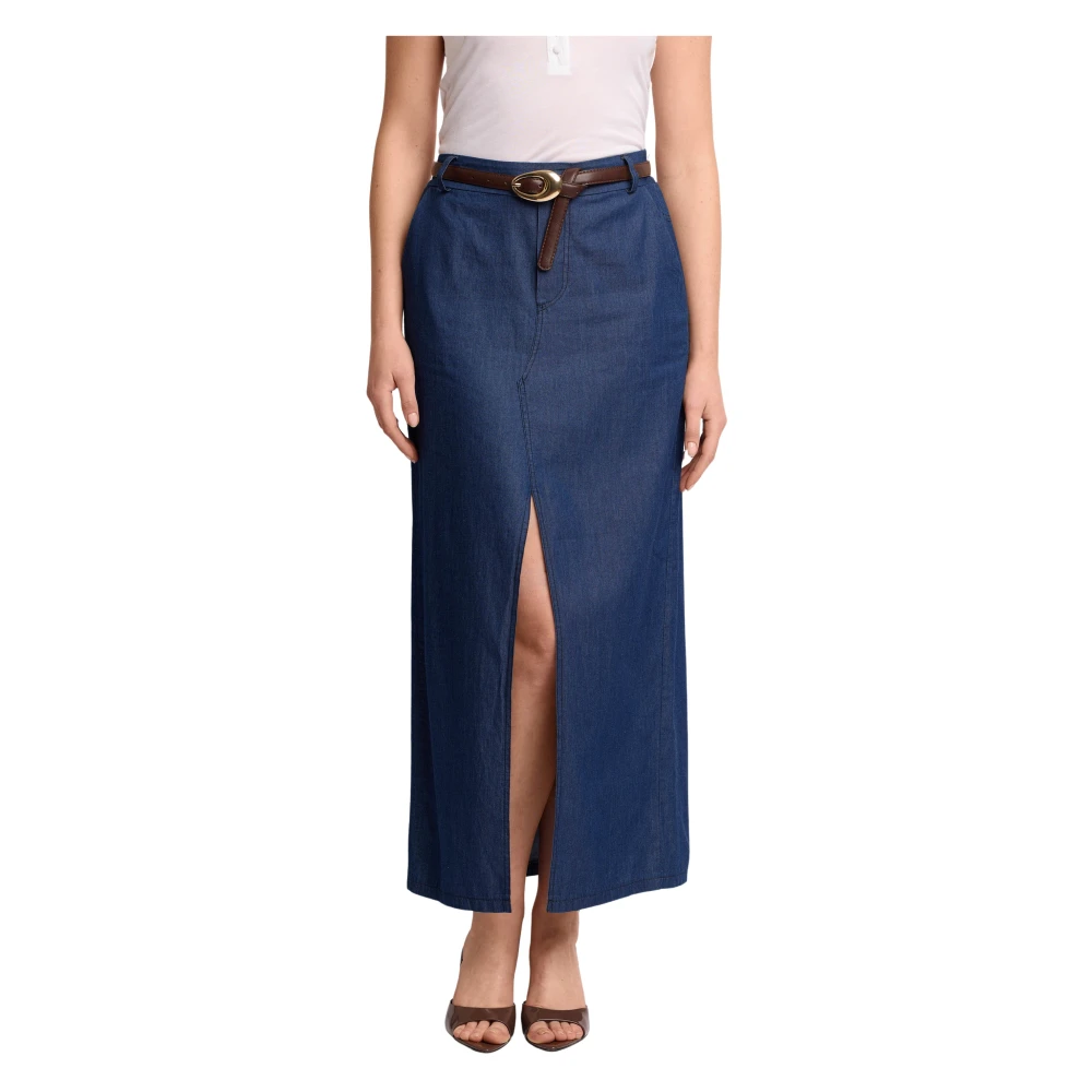 Kocca Blue Denim Skirts, Female, L, Classic Denim Look Long Pencil Skirt