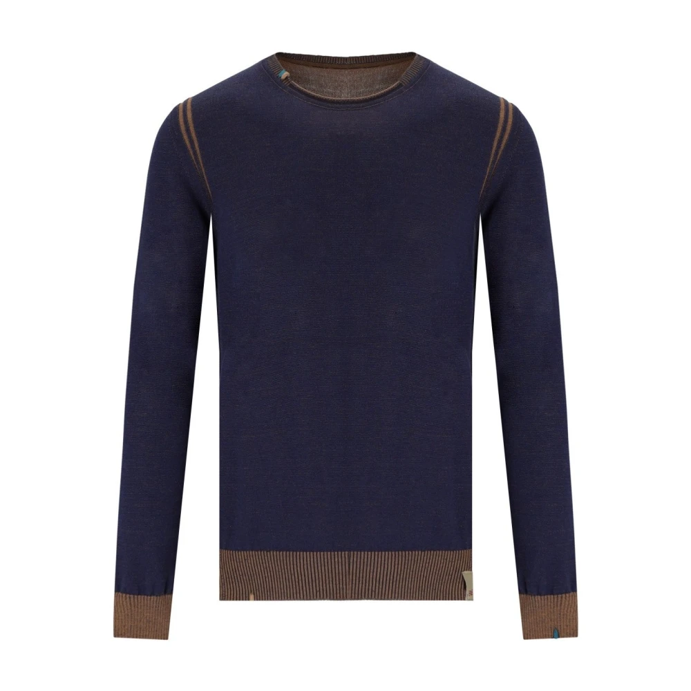 BOB Blauwe Crewneck Trui met Gestreept Patroon Blue Heren