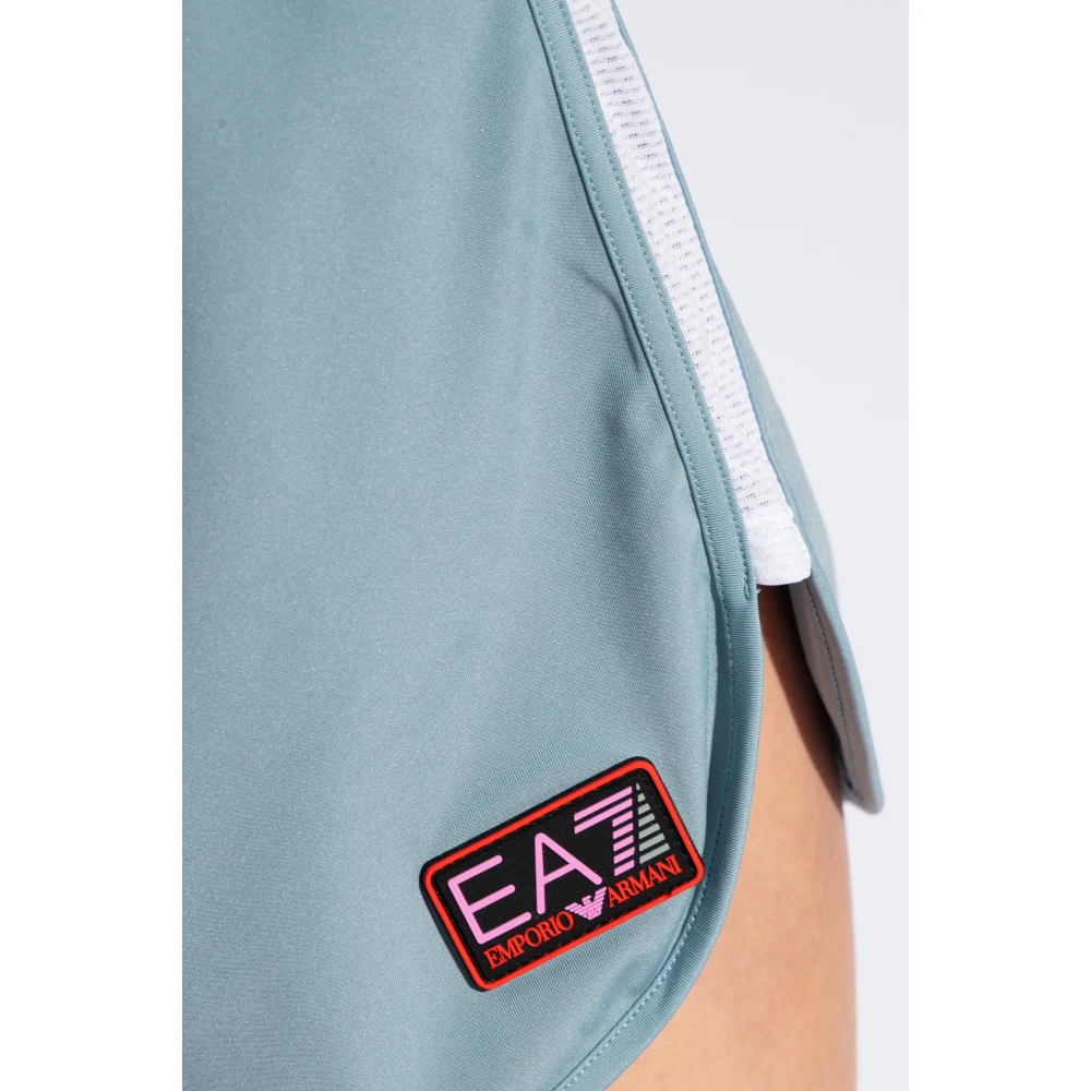Emporio Armani EA7 Shorts met logo Blue Dames