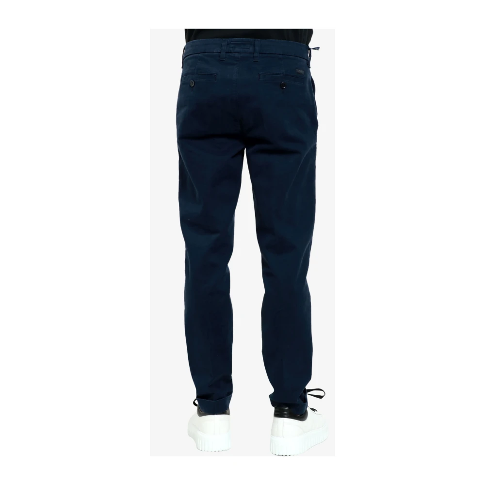 Fay Blauwe Katoenen Broek met Knoop- en Ritssluiting Blue Heren