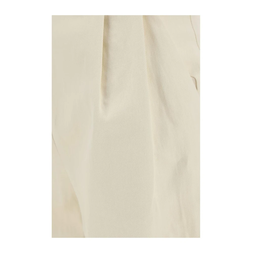 Loulou Studio Katoenen broek met verborgen sluiting zakken White Dames
