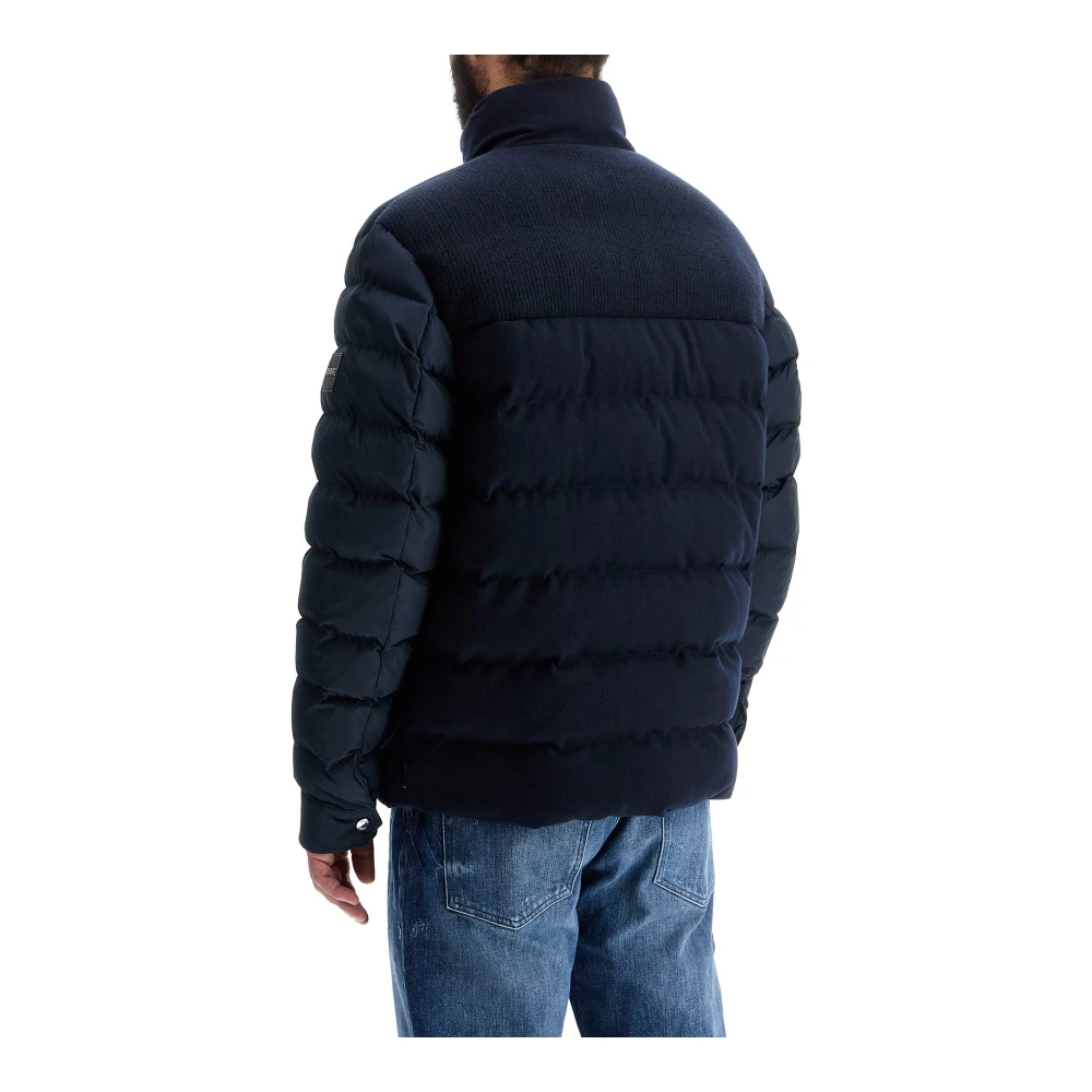 Boss Donker Hoog Kraag Gewatteerde Jas Blue Heren