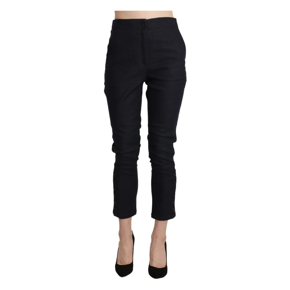 Ermanno Scervino Hoge Taille Cropped Capri Broek Black Dames