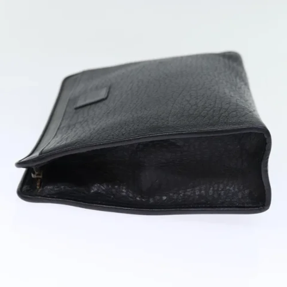 Burberry Vintage Pre-owned Leather clutches Black Dames