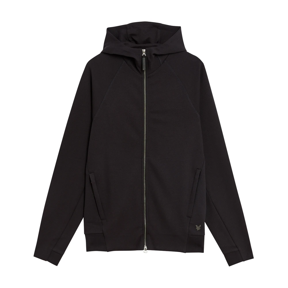 Lyle & Scott Mid Layers Diagonal Interlock Hooded Zip Through Black, Herr