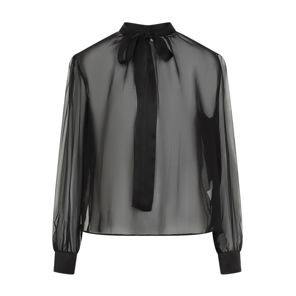 Dolce & Gabbana Elegante Zwarte Zijden Shirt Black Dames