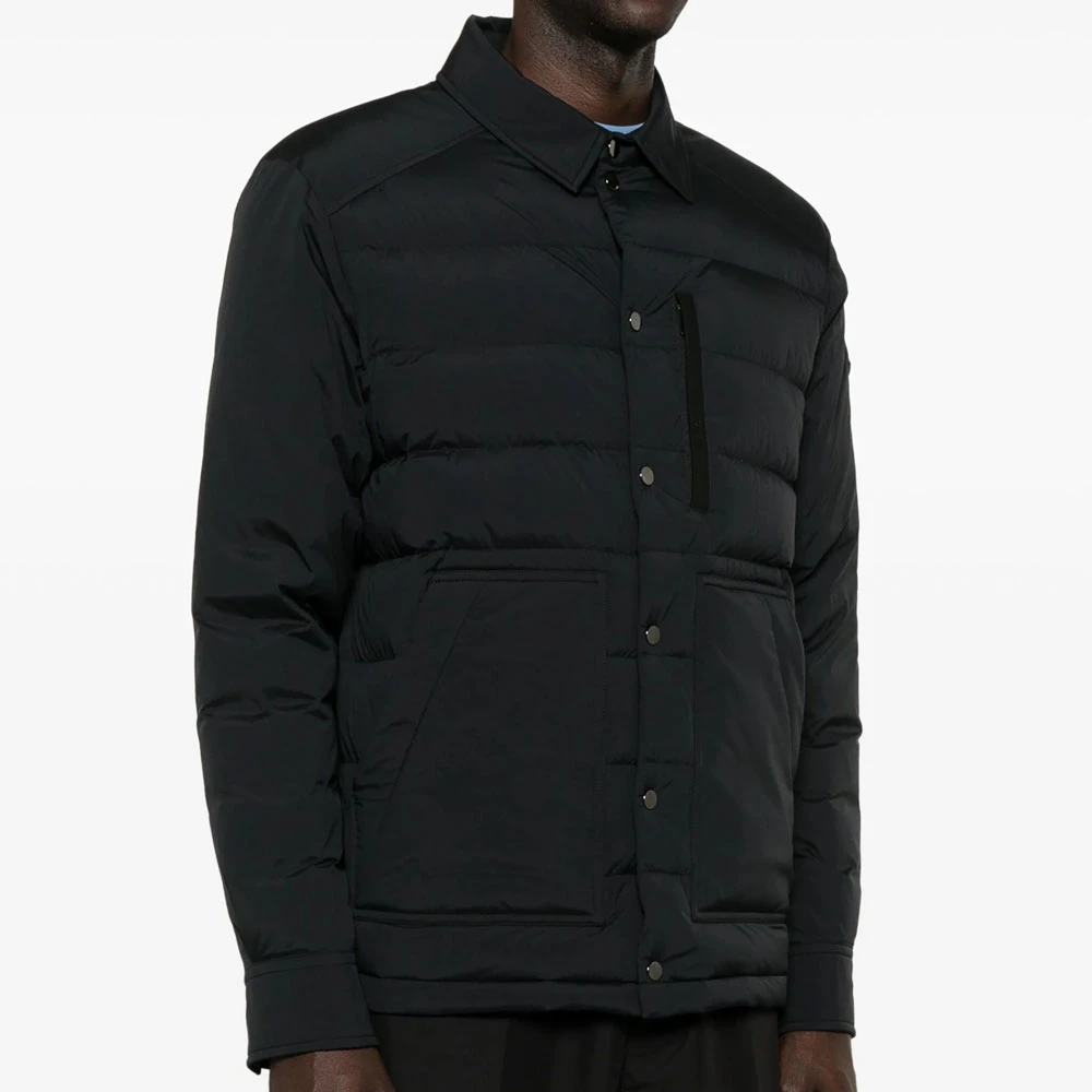Moncler Korte Zwarte Donsjas met Logo Black Heren