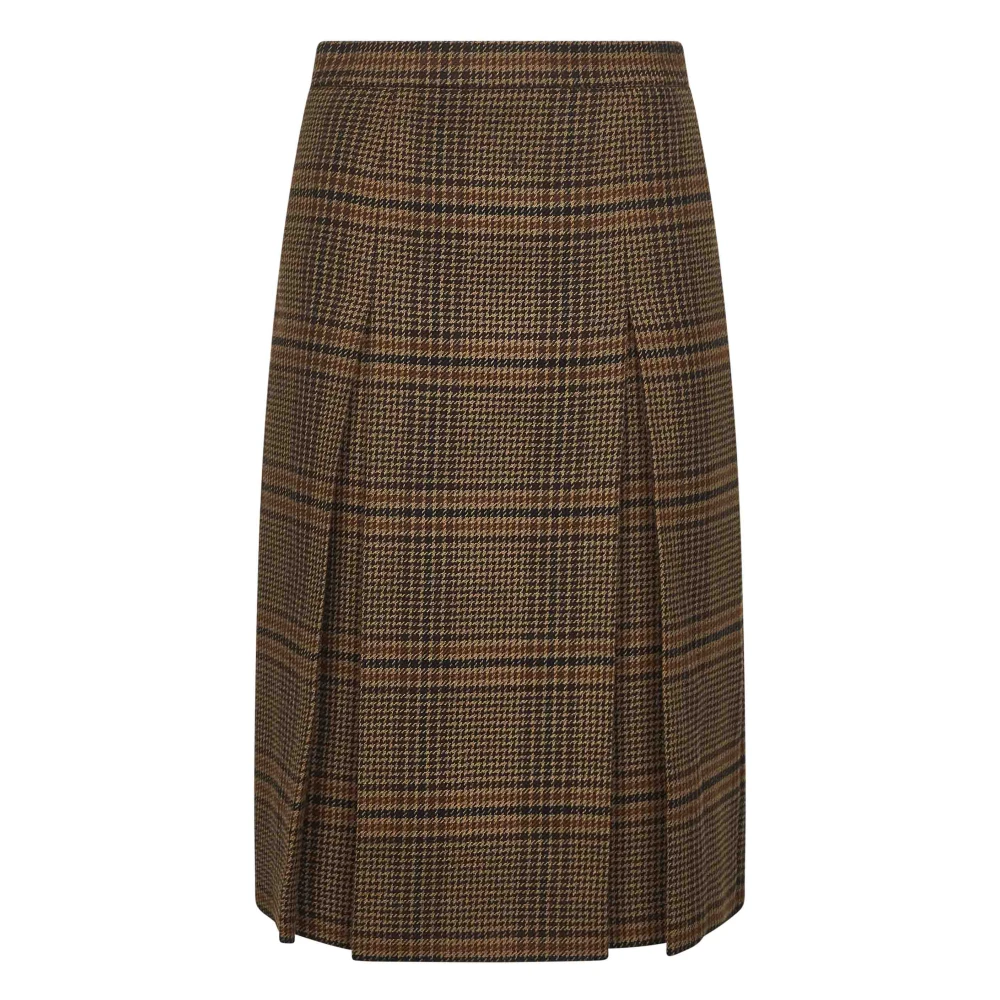 Saint Laurent Women's Brown Prince Of Wales Midi Skirt