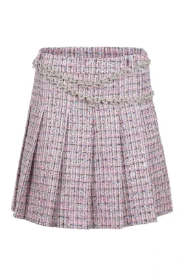 Pleated Bouclé Mini Skirt