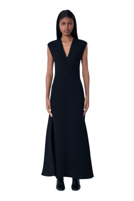 Robe Cocktail Sportmax Italie En Soie - Taille 6, Noir, Longueur Genoux Sans Manches - État Comme Neuf