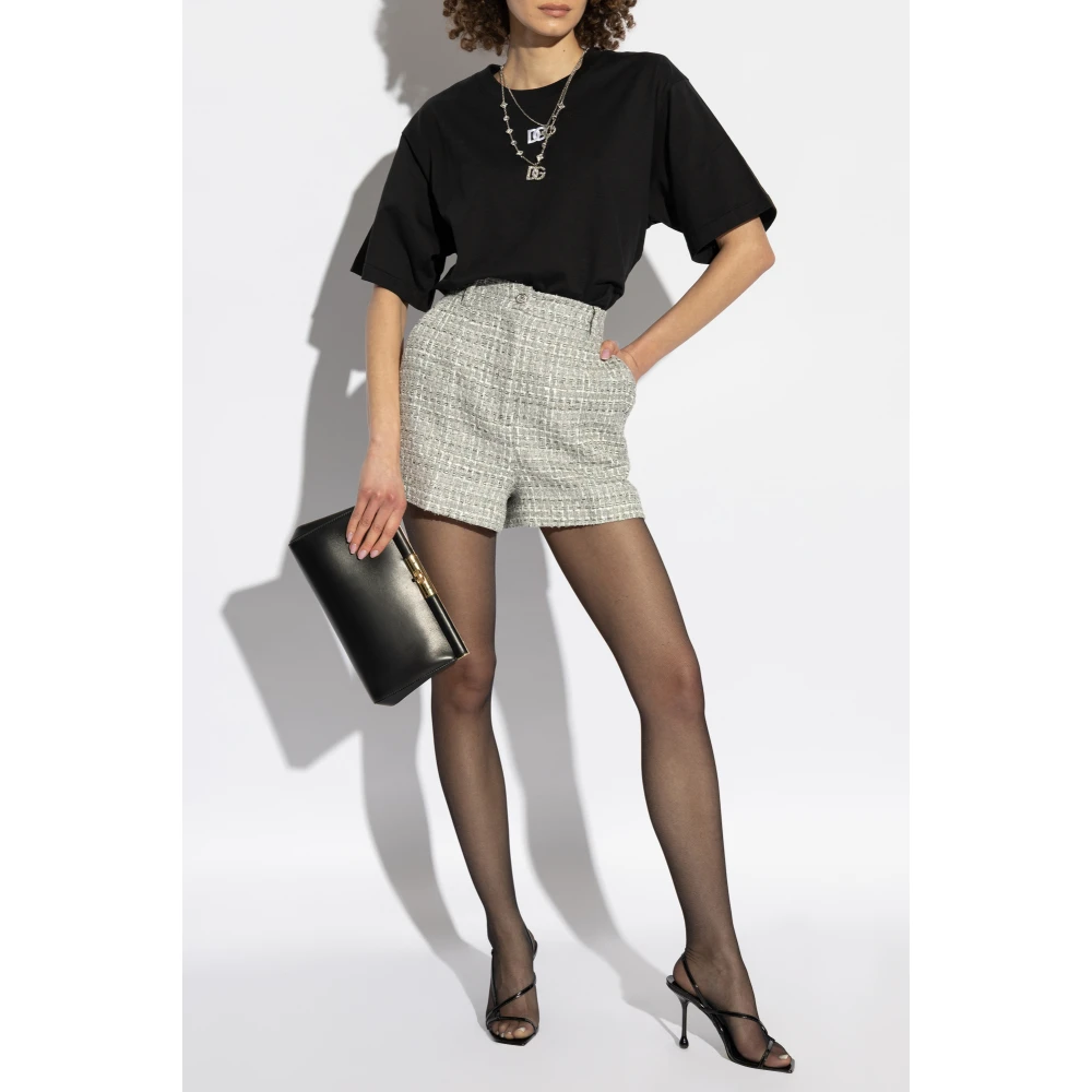 Dolce & Gabbana Tweed shorts met lurex draad Gray Dames