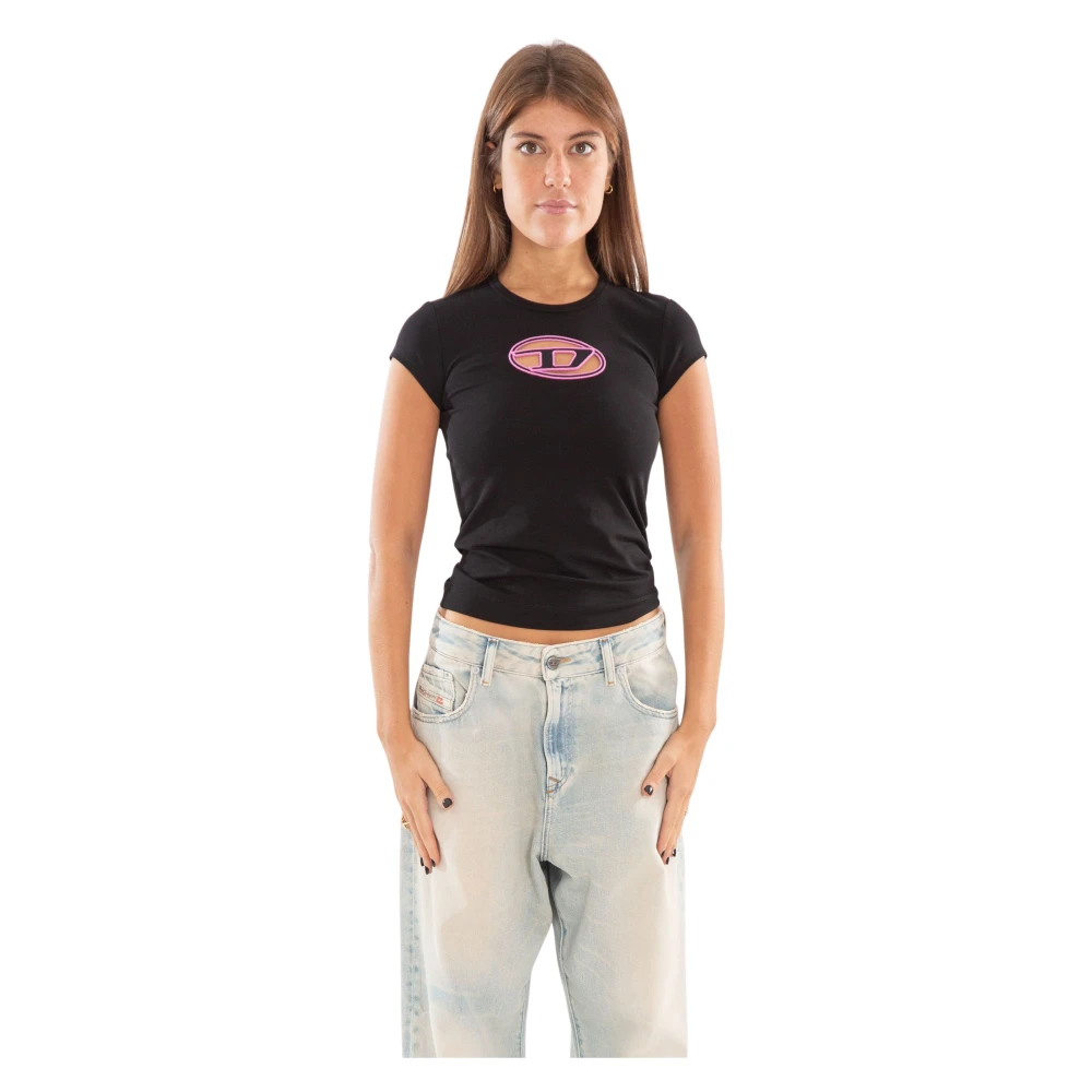 Diesel Oval D Tee in 9Xxb Black Dames