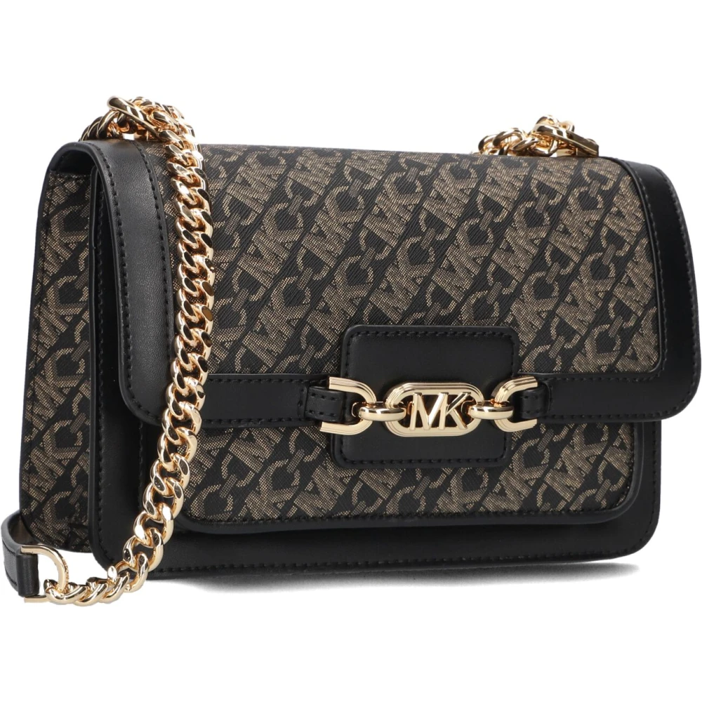 Michael Kors Heather Dames Schoudertas Zwart Leer Black Dames