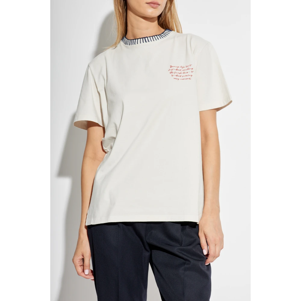 Golden Goose T-shirt met geborduurd patroon White Dames