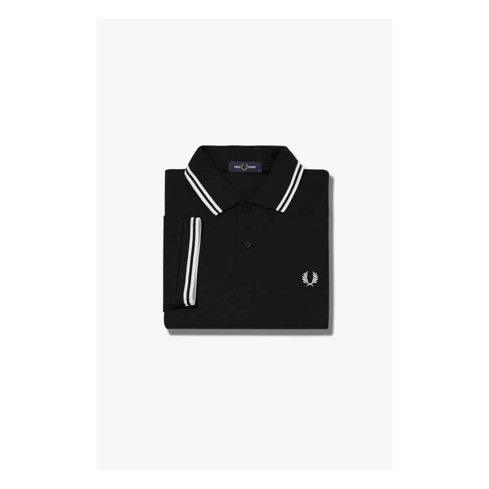 Fred Perry Slim Fit Twin Tipped Polo in Zwart Porselein Black Heren