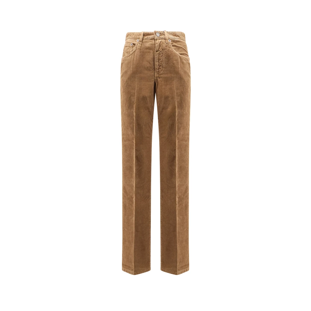 Saint Laurent Women's Beige High Waist Wide Leg Trousers