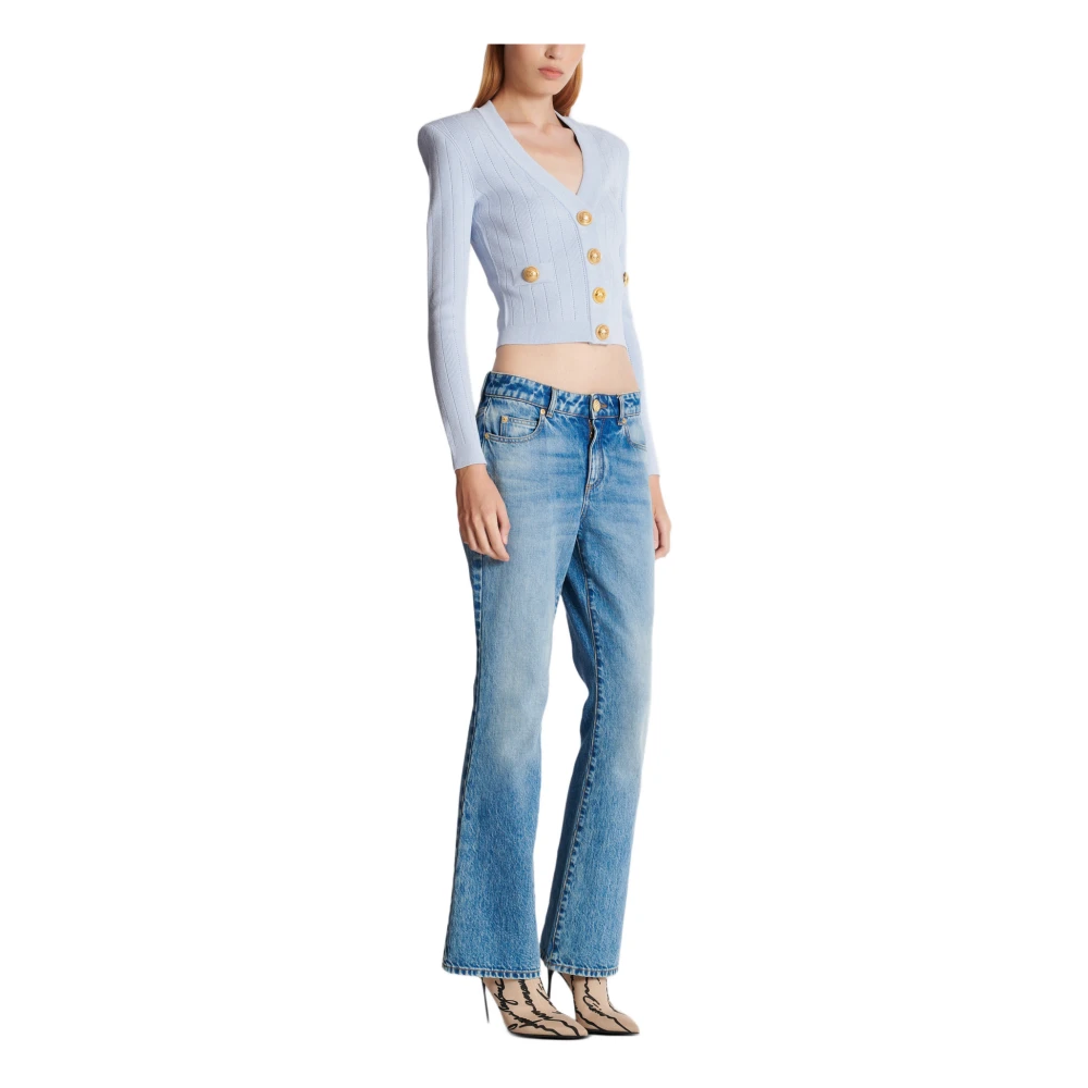 Balmain Geknipte gebreide vest Blue Dames