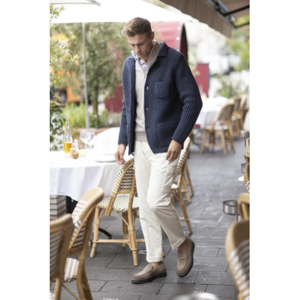 Gran Sasso Marineblauwe Gebreide Cardigan Blue Heren