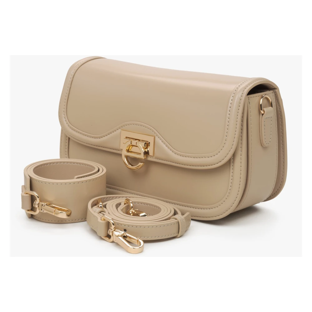 Estro Dames Kleine Beige Schoudertas met Gouden Hardware Er00115777 Beige Dames