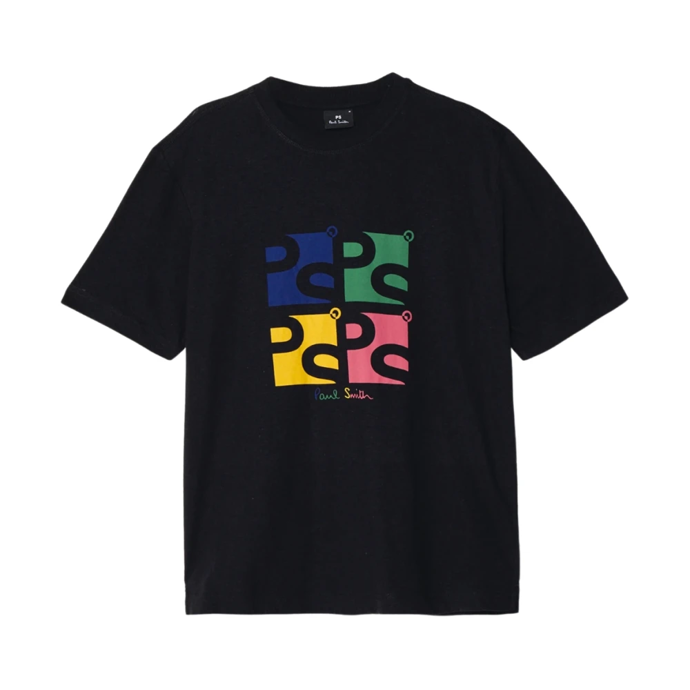 PS By Paul Smith Zwart Square Print Regular Fit T-Shirt Black Heren