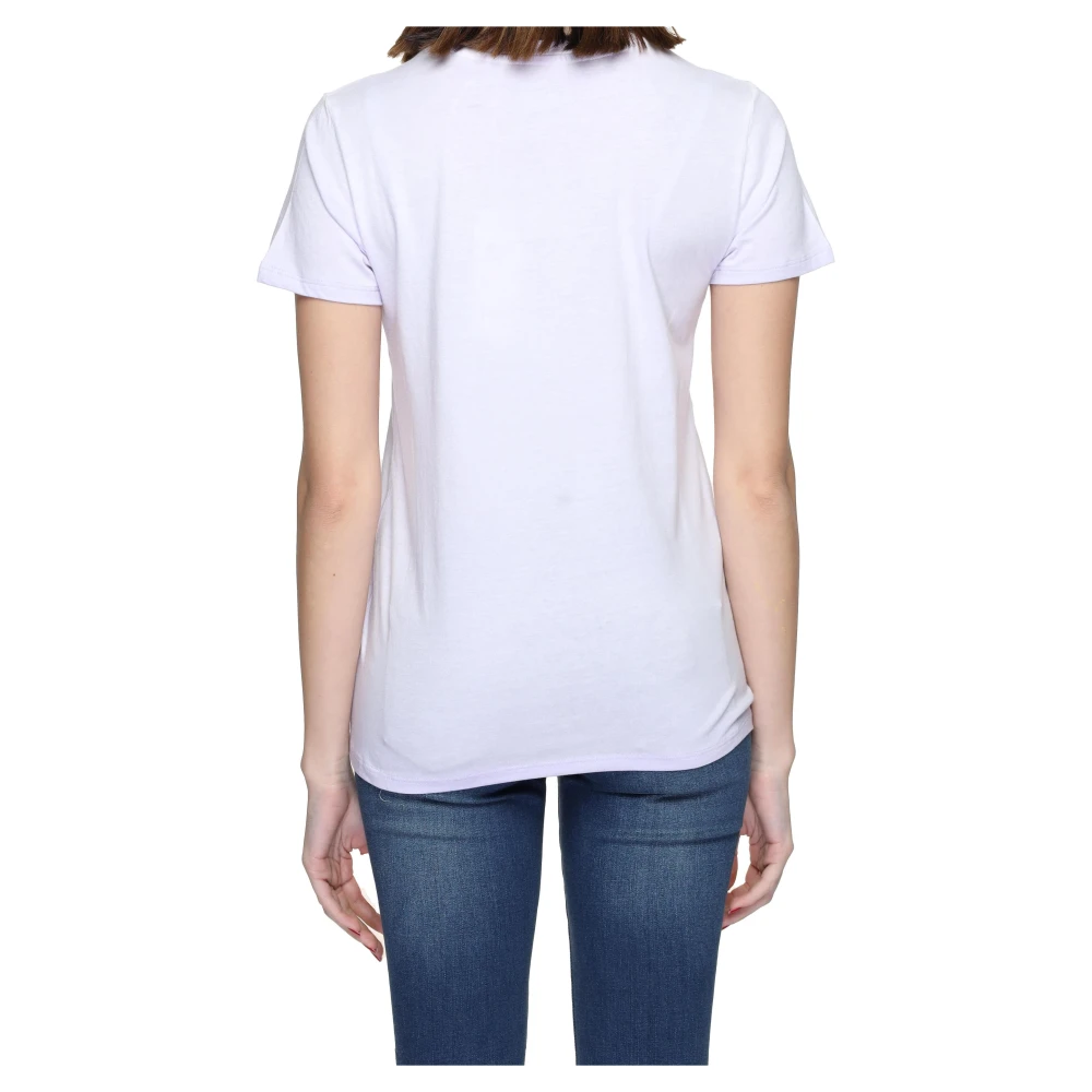 Guess Kant Logo T-Shirt Lente Zomer Collectie Purple Dames