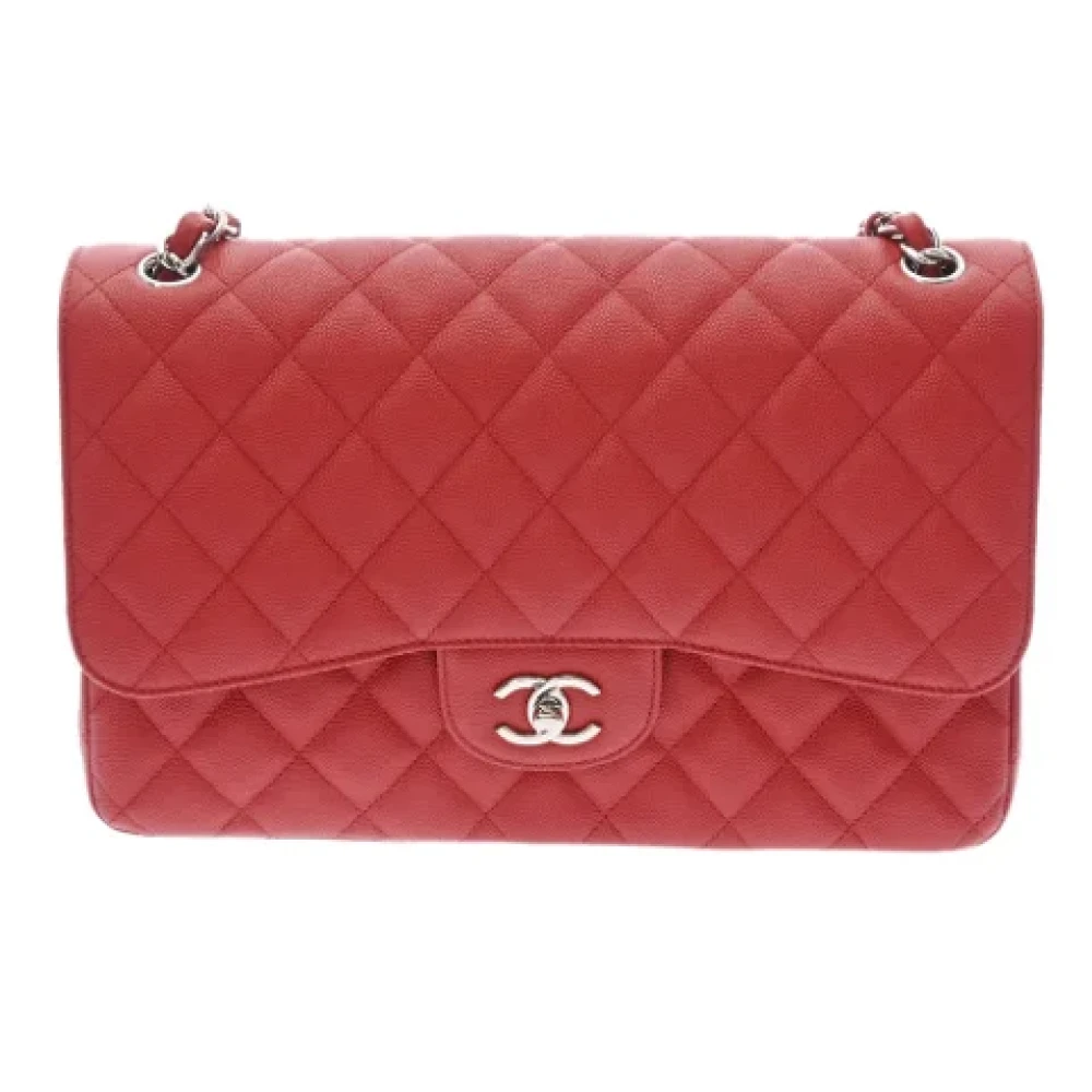 Chanel Vintage Tweedehands Rode Leren Chanel Tas Red Dames