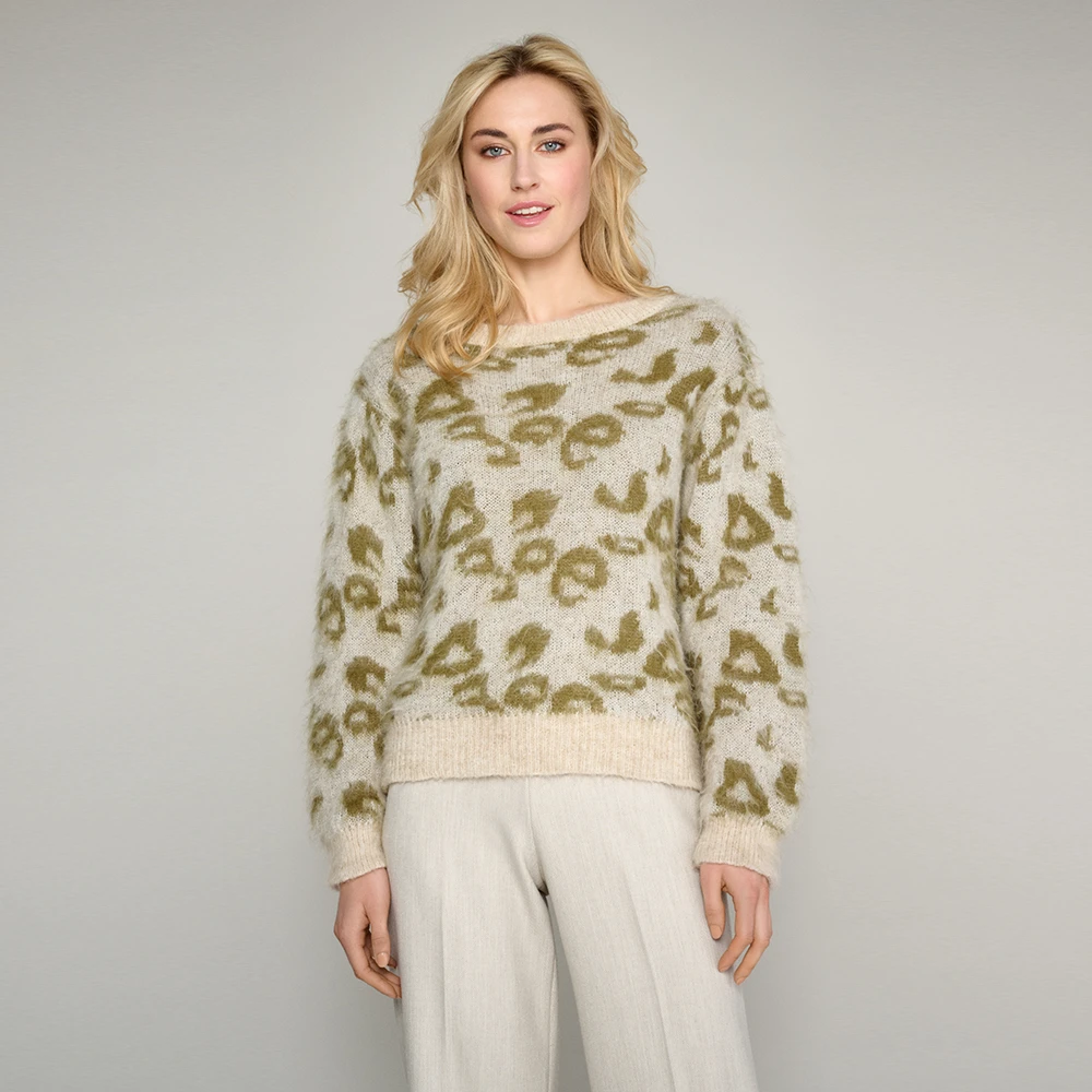Marie Méro Dierenprint Trui Beige Dames