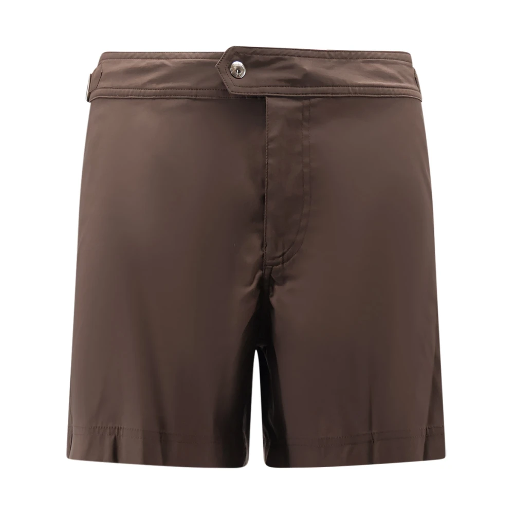Tom Ford Men's Brown Micro Compact Buckle-Detail Swim Shorts, Beachwear, M, Swimwear
