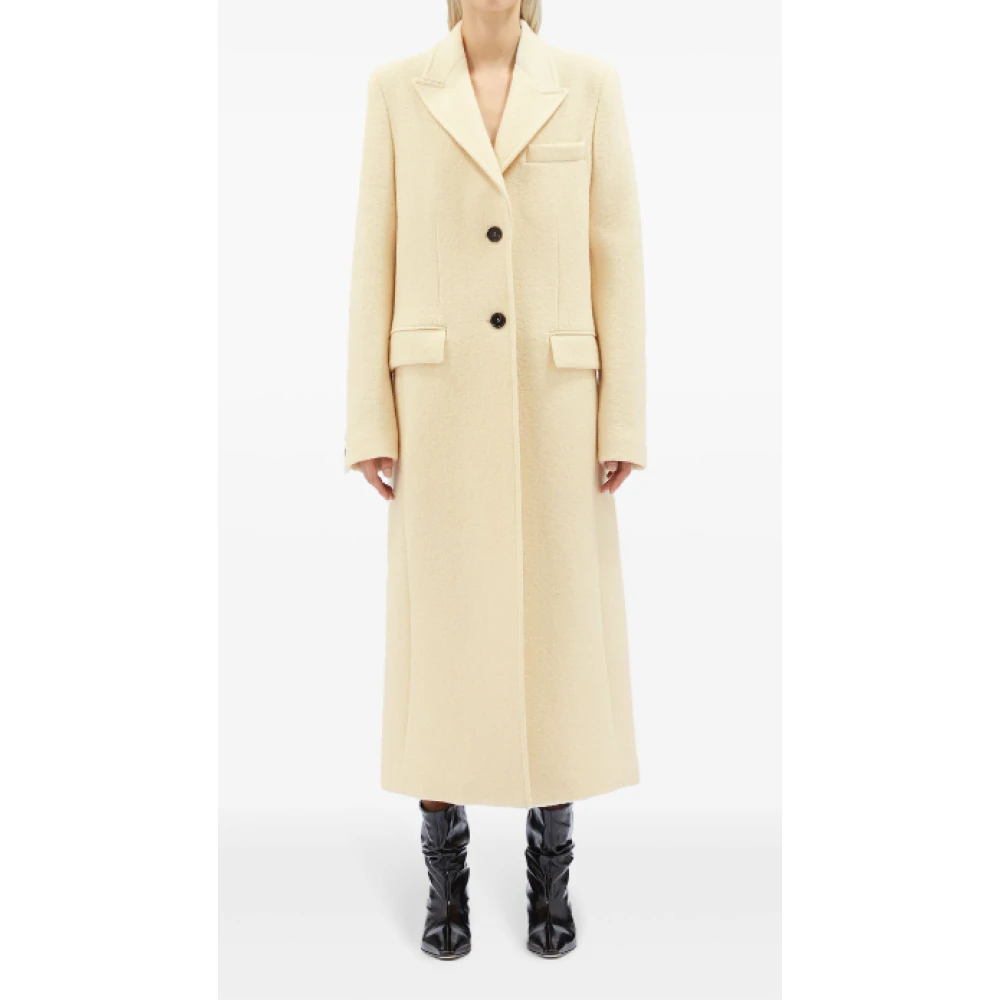 Msgm Beige Jas met Logo Applicatie Beige Dames