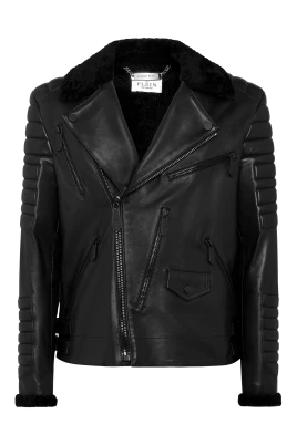 Shearling Läder Biker Gothic